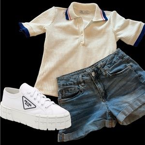 Miami high waisted shorts + Zara tennis top